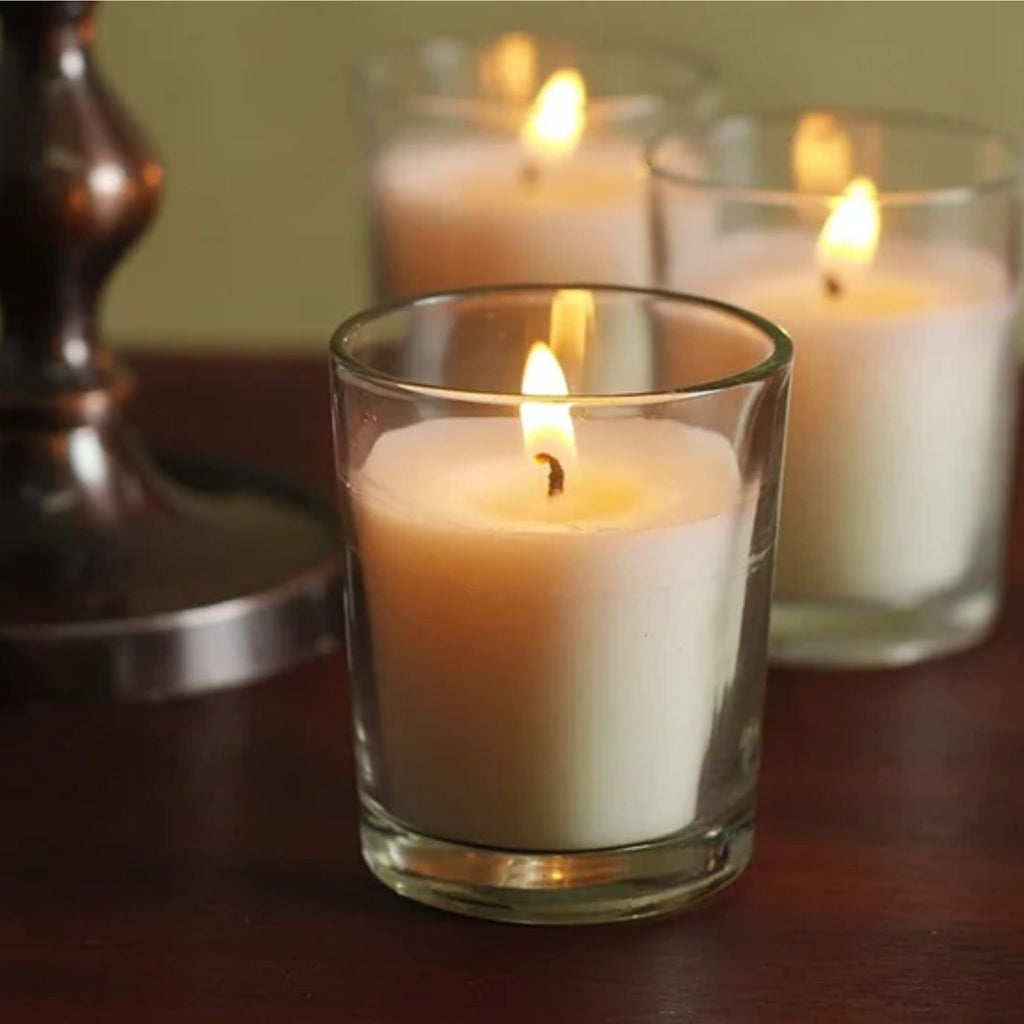 Clear Glass Filled Unscented Votive Candles, Ivory Color, 240 pack
