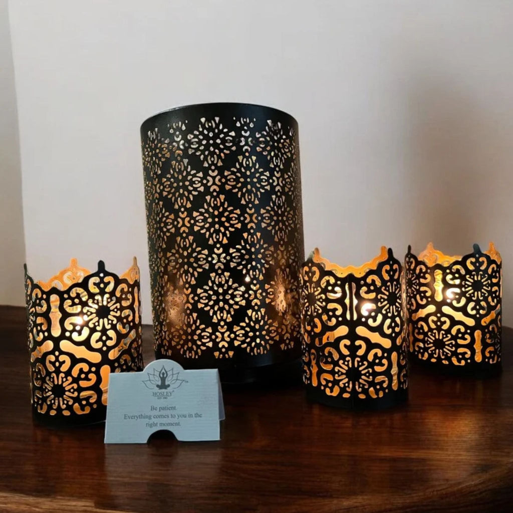 Diamond Cut Candle Holders, Set of 2, 8 Inch Stands
