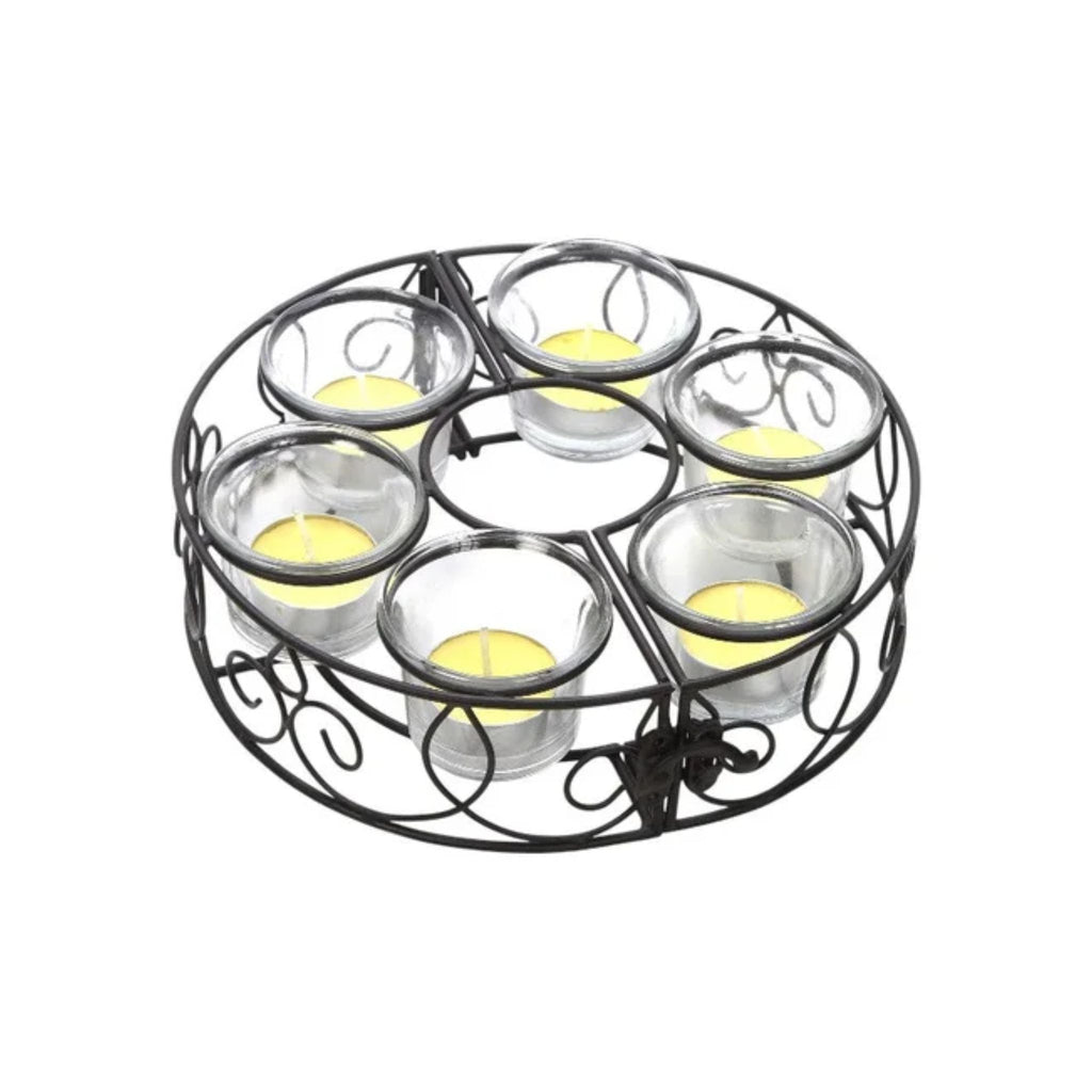 Outdoor Umbrella Pole Votive Candle Holder, 6 Glass Cups