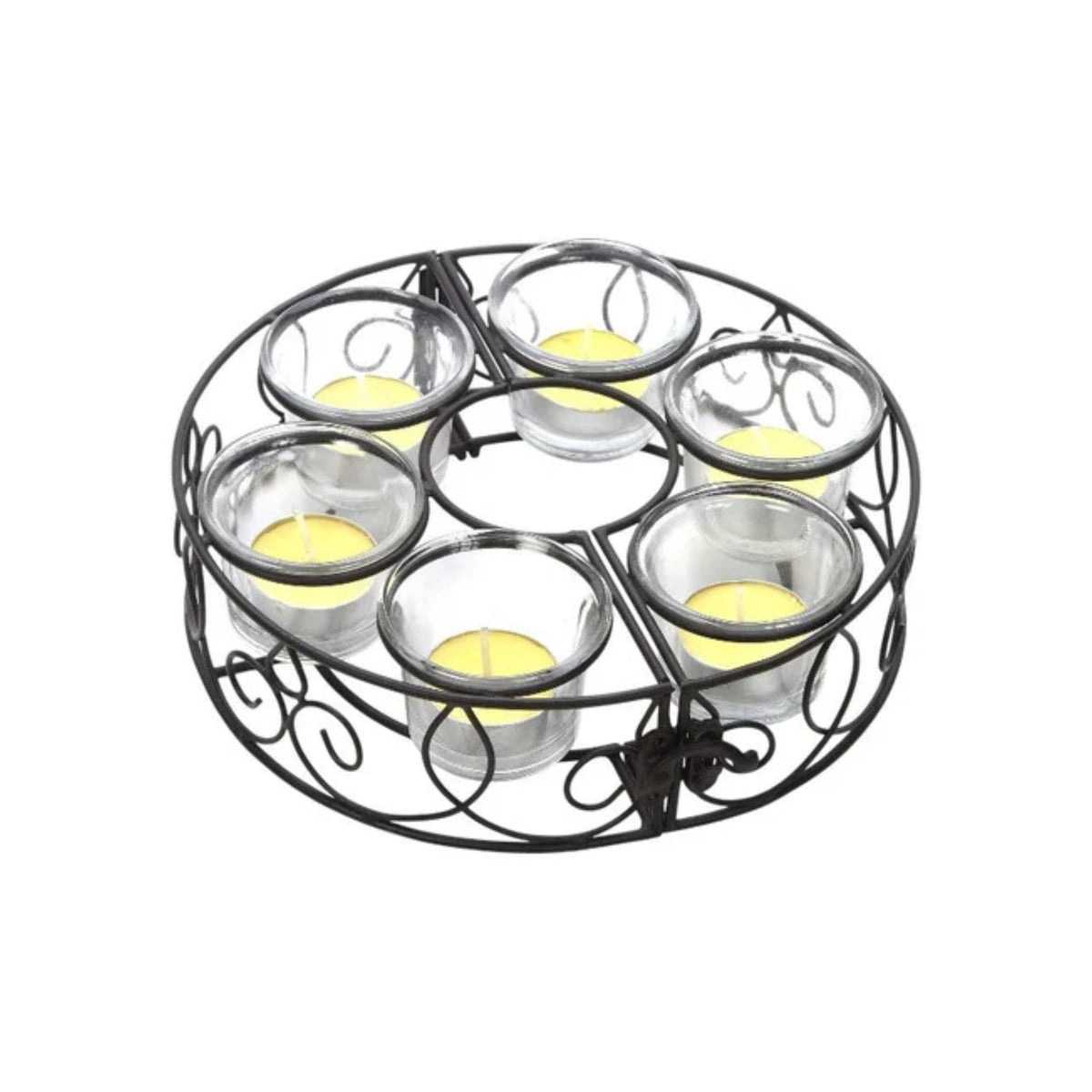 Outdoor Umbrella Pole Votive Candle Holder, 6 Glass Cups