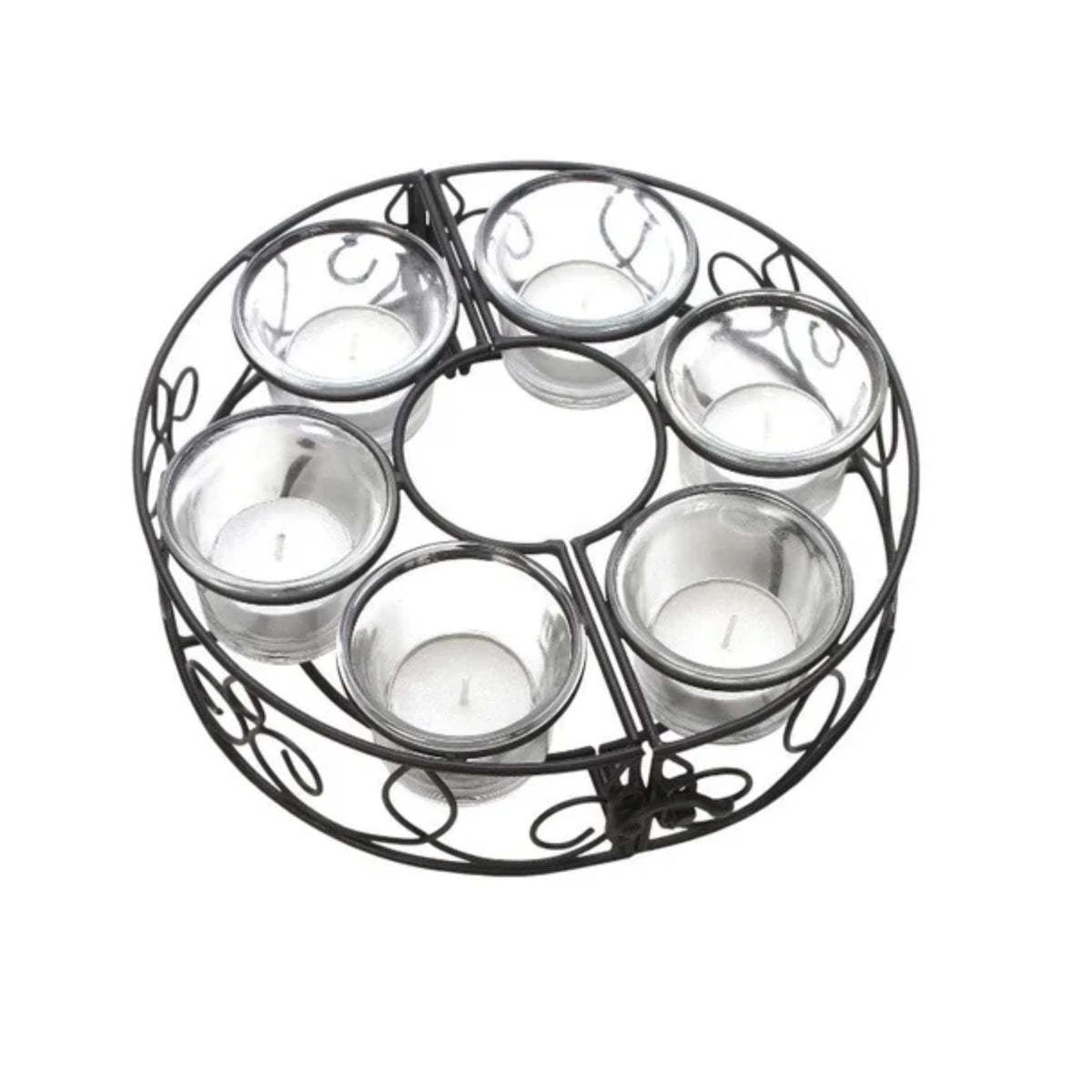 Outdoor Umbrella Pole Votive Candle Holder, 6 Glass Cups
