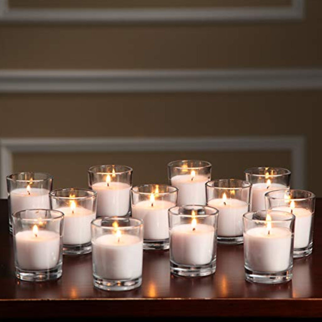 Clear Glass Filled Unscented Votive Candles, Ivory Color, 240 pack