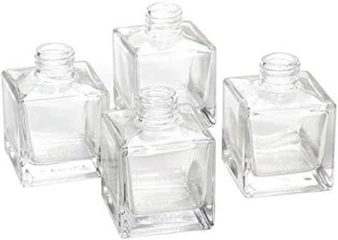 Hosley Set of 4 Square Glass Diffuser Bottles, 3.25 Inch High