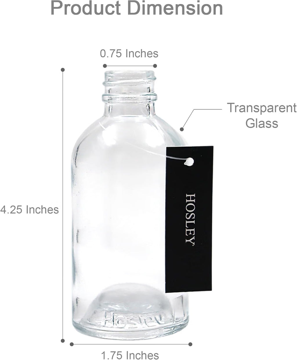 Hosley Clear Glass Boston Round Bottles 85ml Set of 48 (Bottles Only) for Reed Diffusers, Essential Oils, Cosmetic Oils, Mini Flasks, DIY Blends, Home Fragrance Storage & Decorative Crafts