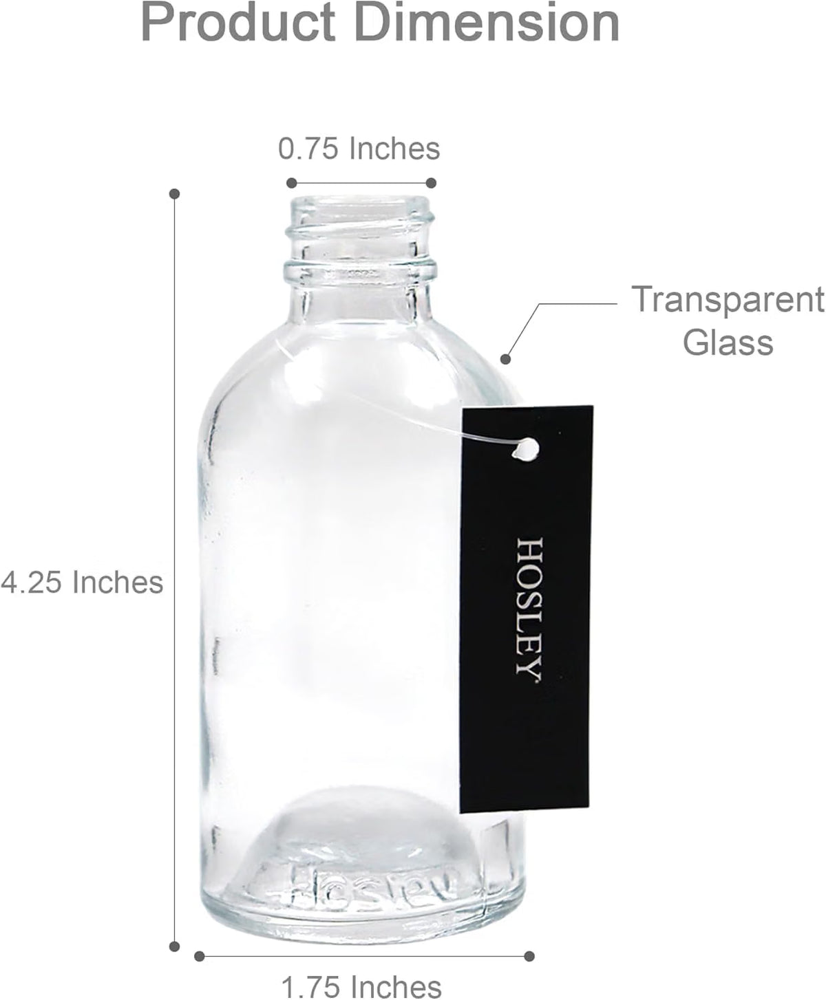 Hosley Clear Glass Boston Round Bottles 85ml Set of 48 (Bottles Only) for Reed Diffusers, Essential Oils, Cosmetic Oils, Mini Flasks, DIY Blends, Home Fragrance Storage & Decorative Crafts