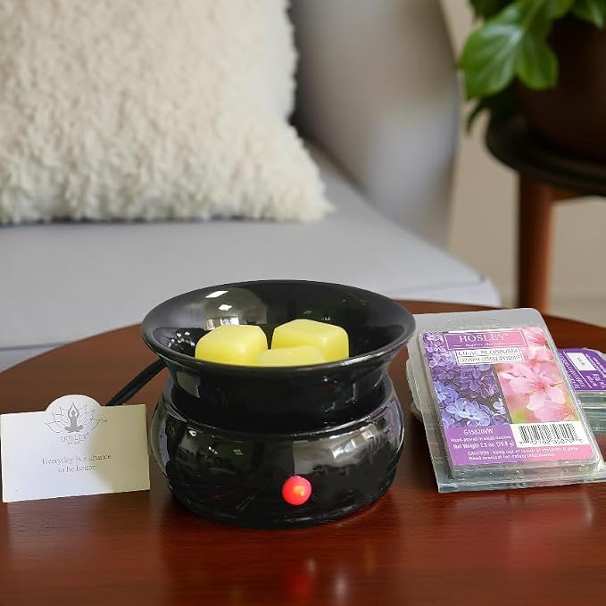 Hosley Black Ceramic Electric Warmer for Wax Melts & Fragrance