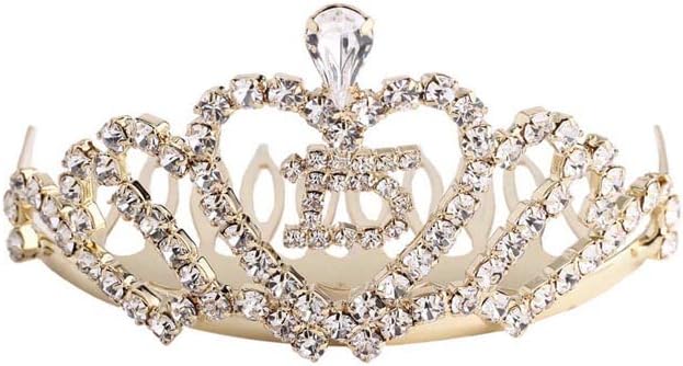 Hosley 3 Piece 1.57 Inch Tiara with Heart 15th Birthday Gift