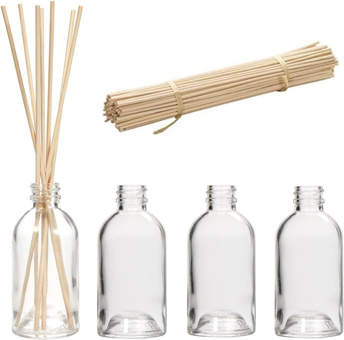 Hosley Set of 4 Glass Diffuser Bottles 85ml with Rattan Reeds