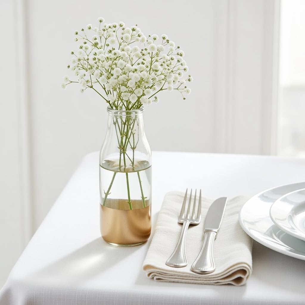 Hosley Set of 6 Clear & Gold Glass Vases, 5.25-Inch Vintage