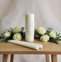 Hosley Cream 2 Taper Pillar Candles Wedding Ceremony Unity Set