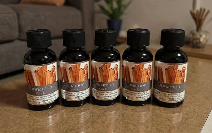 Hosley Set of 5 Cinnamon Scented Warming Oils, 55ml Each for Home & Spa