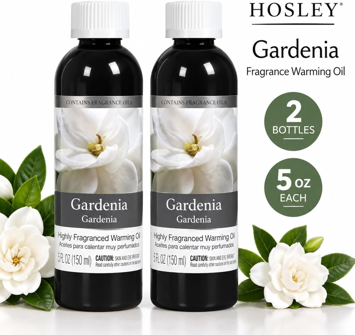Hosley 2-Pack Gardenia Bliss Fragrance Warming Oils, 5 oz Each