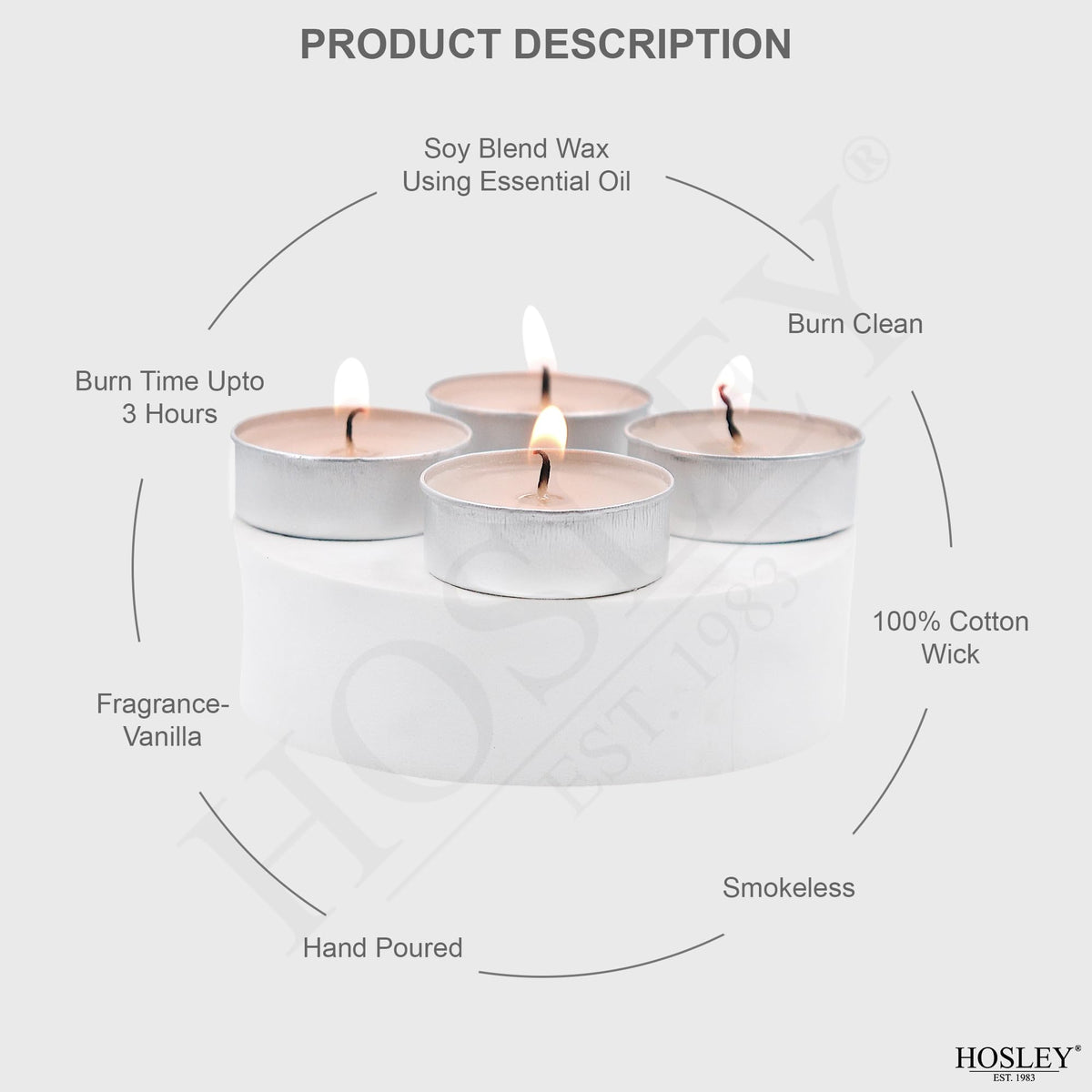 Hosley 120 PCs Bulk Pack Vanilla Fragrance Highly Scented Tea Light Candle. Ideal for Wedding Church Vigil Emergency Lanterns Spa Aromatherapy Party Reiki Candle Garden.