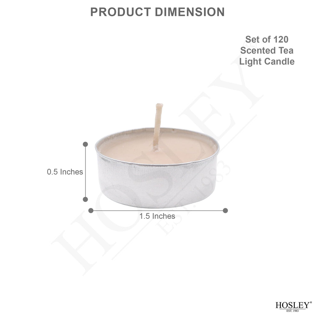 Hosley 120 PCs Bulk Pack Vanilla Fragrance Highly Scented Tea Light Candle. Ideal for Wedding Church Vigil Emergency Lanterns Spa Aromatherapy Party Reiki Candle Garden.