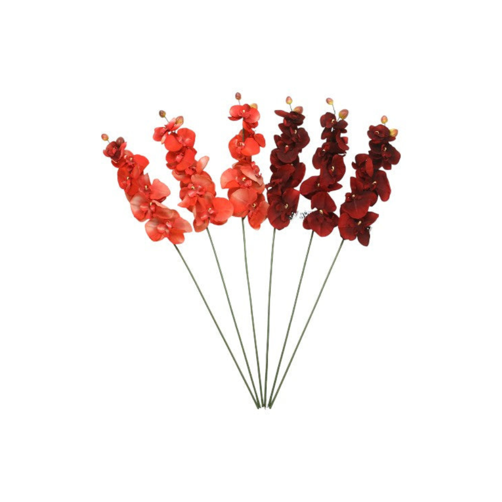 Set of 6 Farmhouse Orchid Phalaenopsis Artificial Flowers 28 Long - Salmon.