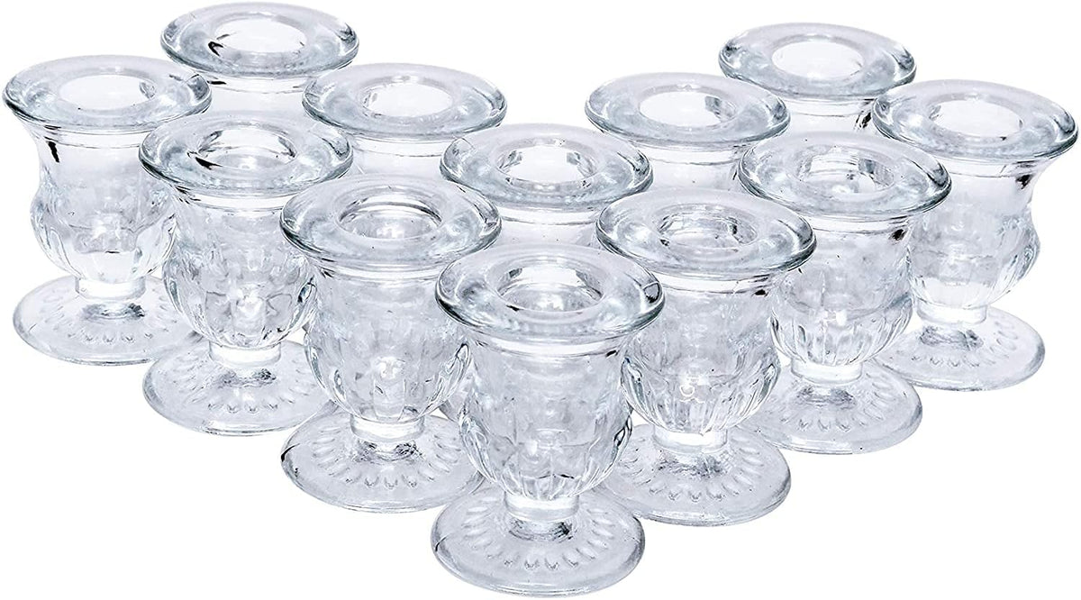 Hosley Set of 24 Glass Taper Candle Holders, 2.5