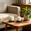 Hosley Set of 6 Black Round Metal Candle Trays, 4.75"