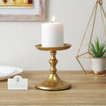 Hosley Gold Aluminum Decorative Pillar Candle Holders 2-Pk