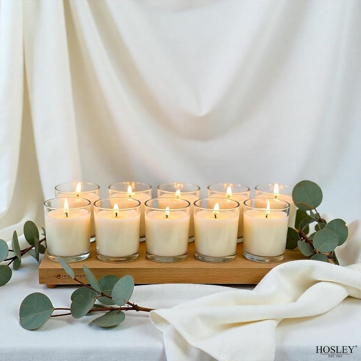 Hosley 96-Pack Ivory Votive Candles for Parties, Glass
