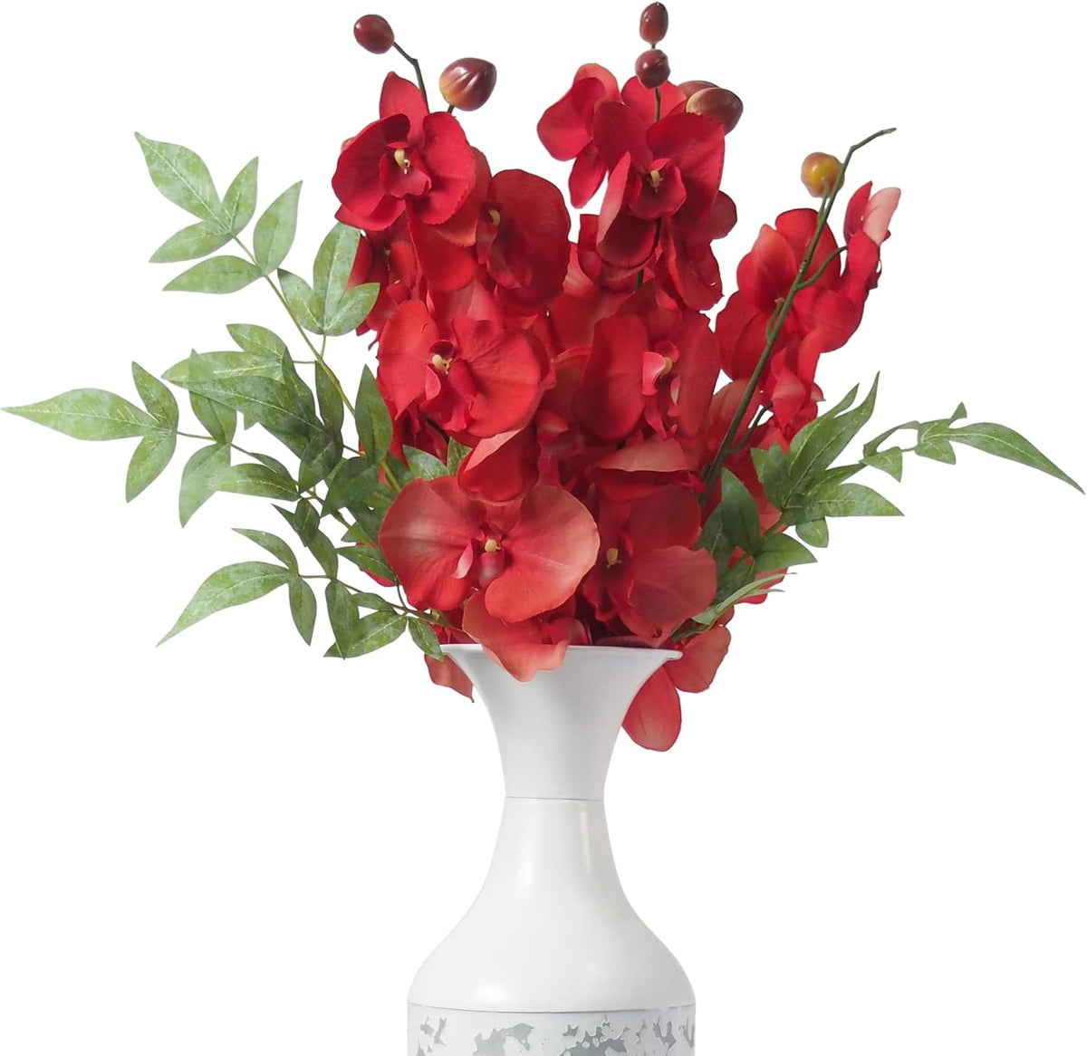 Set of 6 Farmhouse Orchid Phalaenopsis Artificial Flowers 28 Long - Salmon.