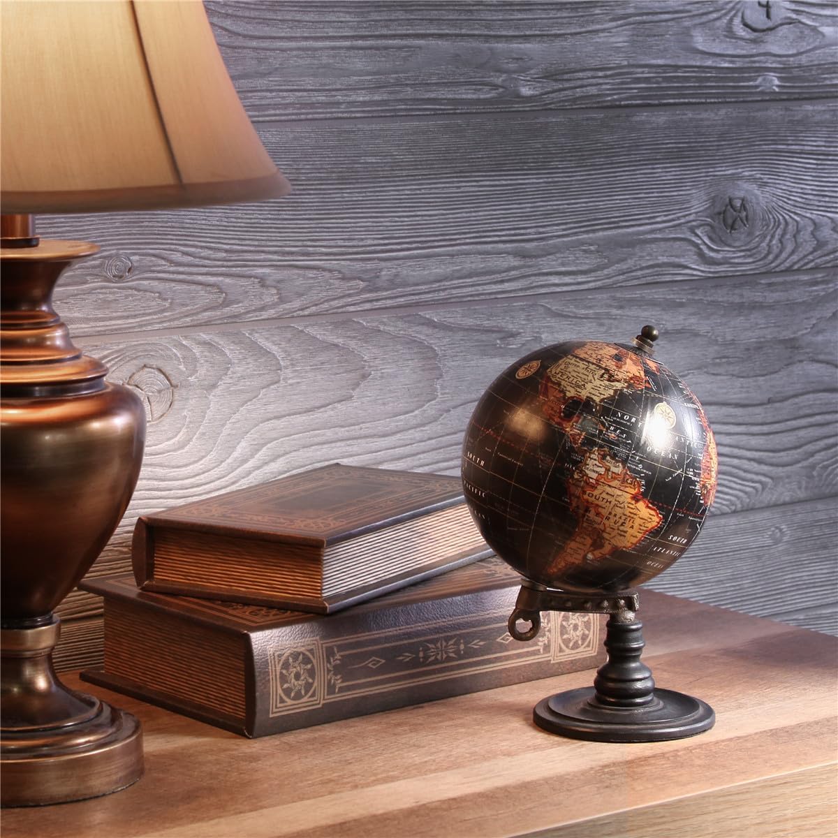 Hosley 10 Inch Decorative Globe with Wooden Stand for Home Office Decor