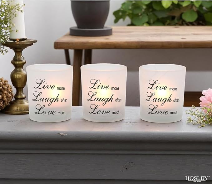 Hosley Set of 4 Glass Votive Candle Holders for Tea Lights Decor