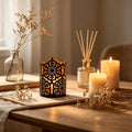 Hosley Set of 3 Black Metal Lattice Candle Holders, 4-Inch Tall