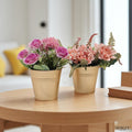 Hosley Set of 4 Gold Metal Buckets with Liners 4 Inch Floral Planters