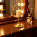 Hosley 5" Gold Aluminum Decorative Pillar Candle Holder