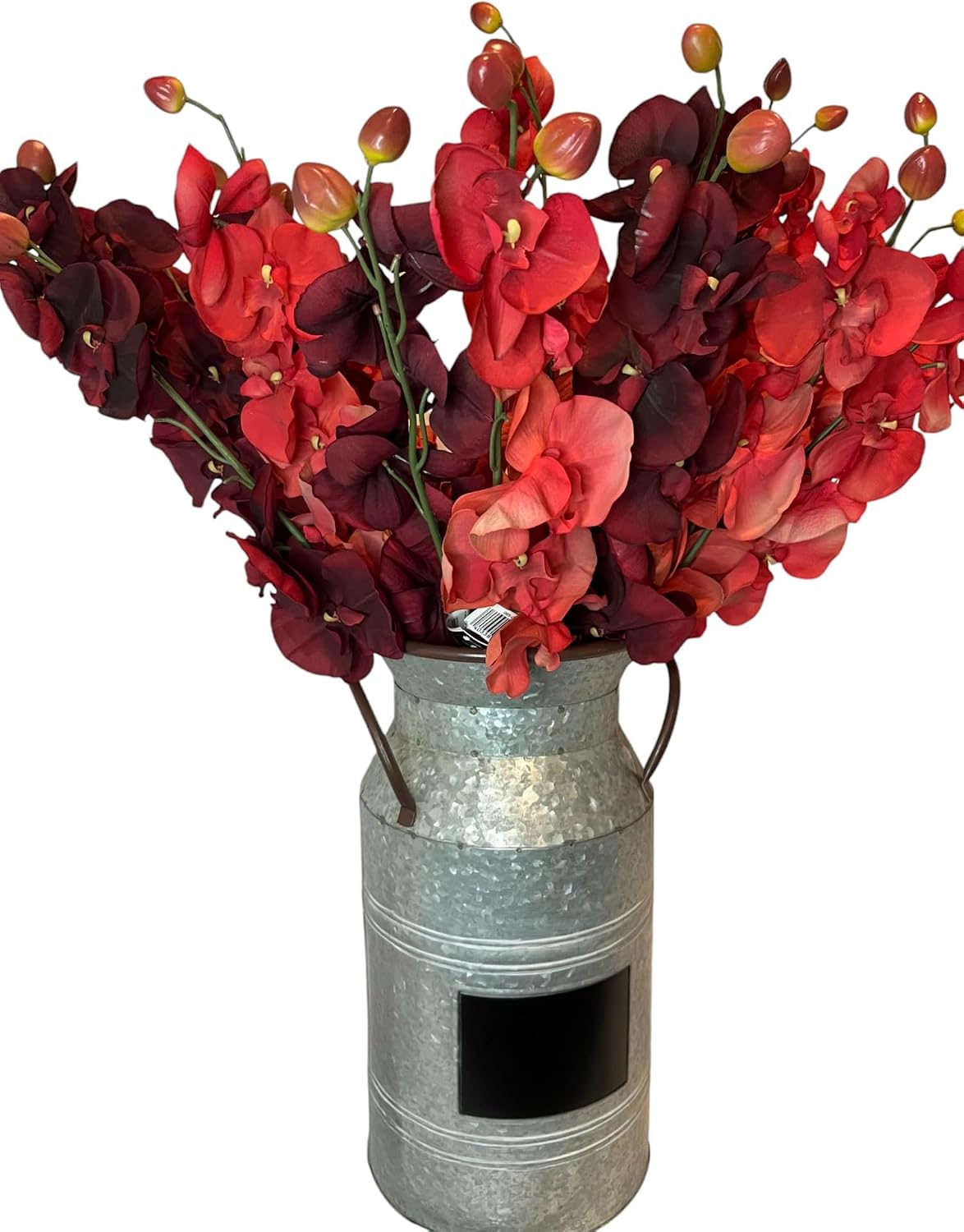 Hosley 15 Inch Chalkboard Milk Can with Assorted Artificial Orchids
