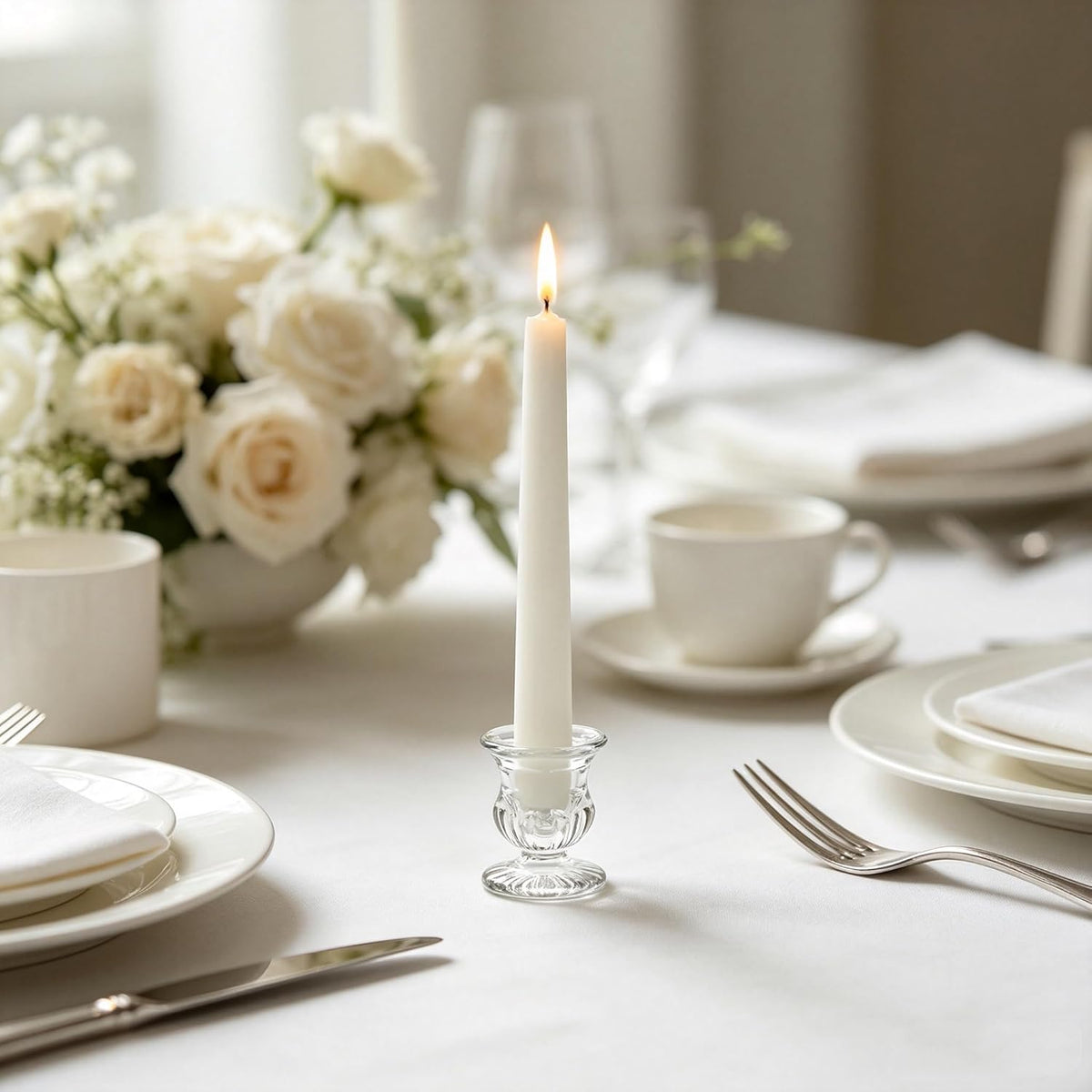 Hosley 96-Pack Taper Candle Holders in Glass, 2.5"