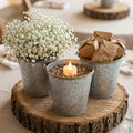 Hosley Galvanized Metal Buckets Gold Handle 6-Pack Party Favors