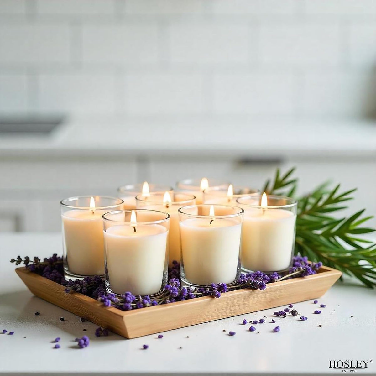Hosley 48-Pack White Votive Candles for Parties, Glass