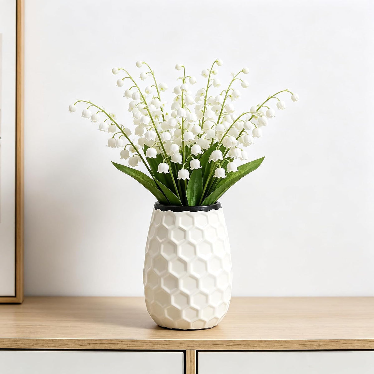 Hosley 7.5-Inch Metal Honeycomb Vase, Modern Textured Décor