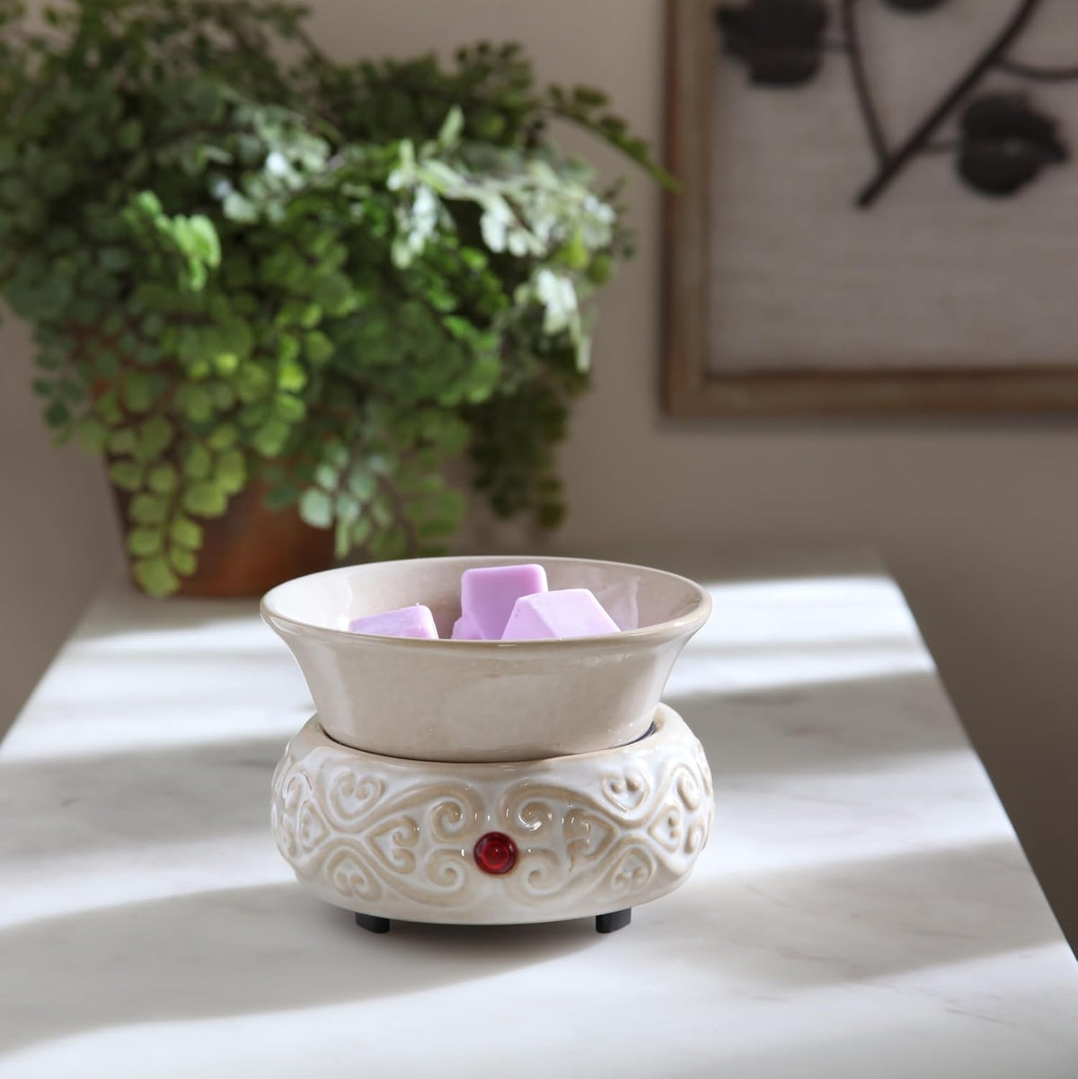 Hosley Cream Ceramic Electric Warmer for Wax Melts & Fragrance