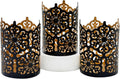 Hosley 4.5" Black Metal Candle Holder Sleeve Gold Interior for Tealights & Votive Candles Decorative Lantern for Home Décor, Weddings, Meditation, & Events