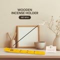 Hosley Set of 6 Yellow Wooden Incense Holders 10 Inch Decorative
