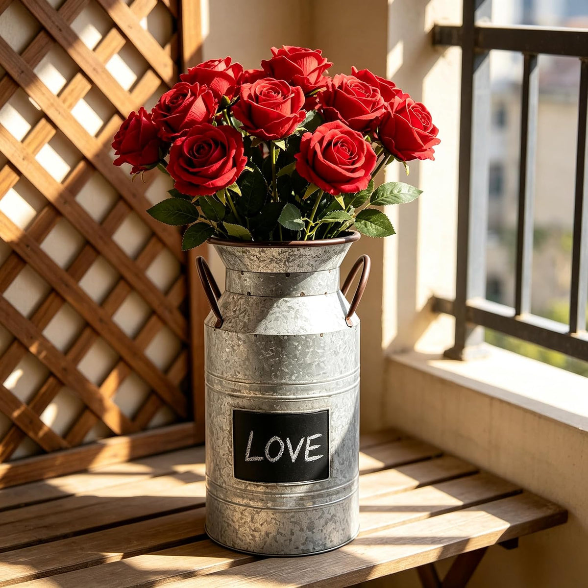 Hosley 15 Inch Rustic Chalkboard Milk Can Vintage Metal Vase Decor