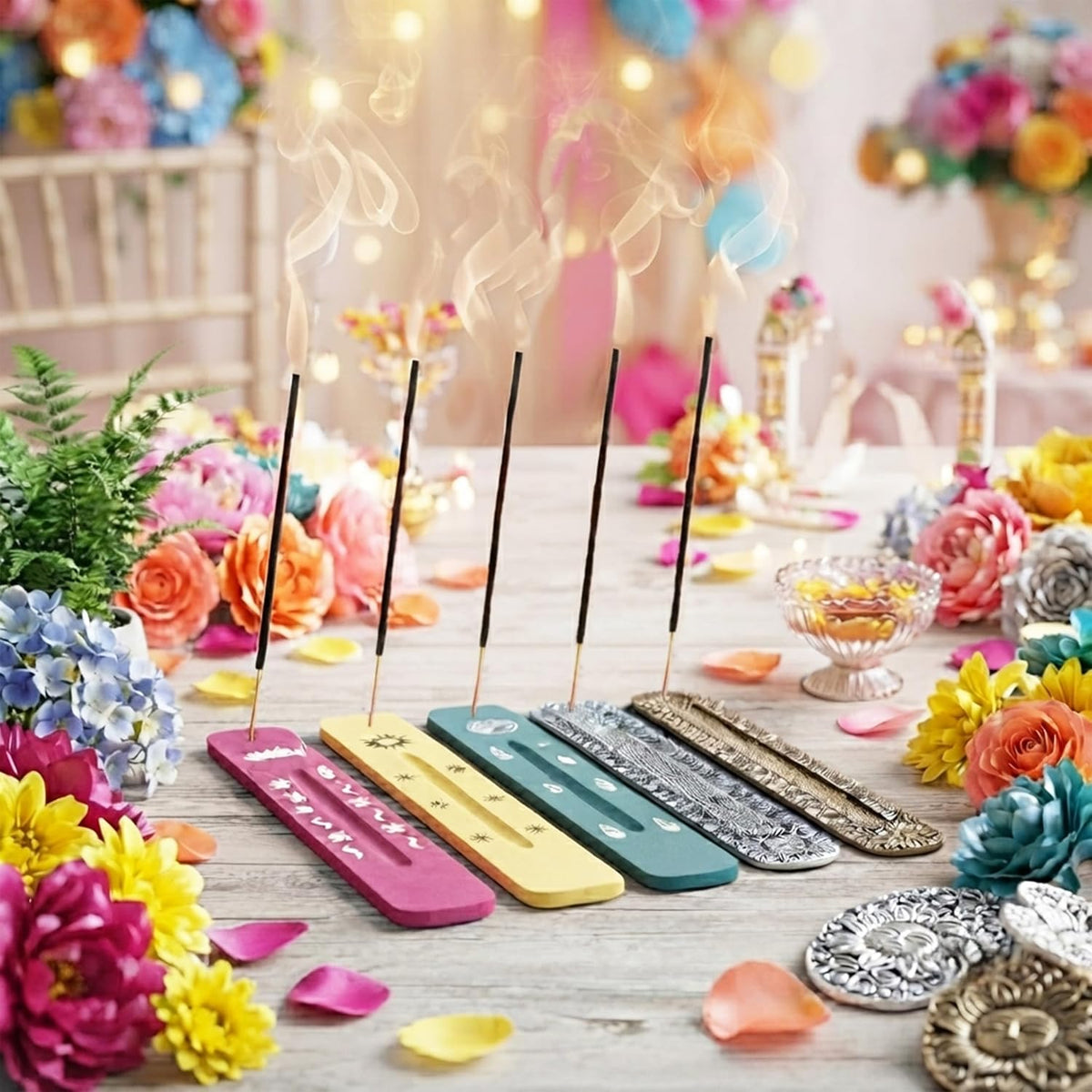 Hosley Incense Holders & 80-Pack Fragrant Incense Sticks