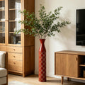 Hosley 28.5-Inch Red Moroccan Embossed Metal Floor Vase, Décor