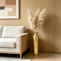 Hosley 21.75-Inch Gold Metal Floor Vase, Textured Cylinder Décor