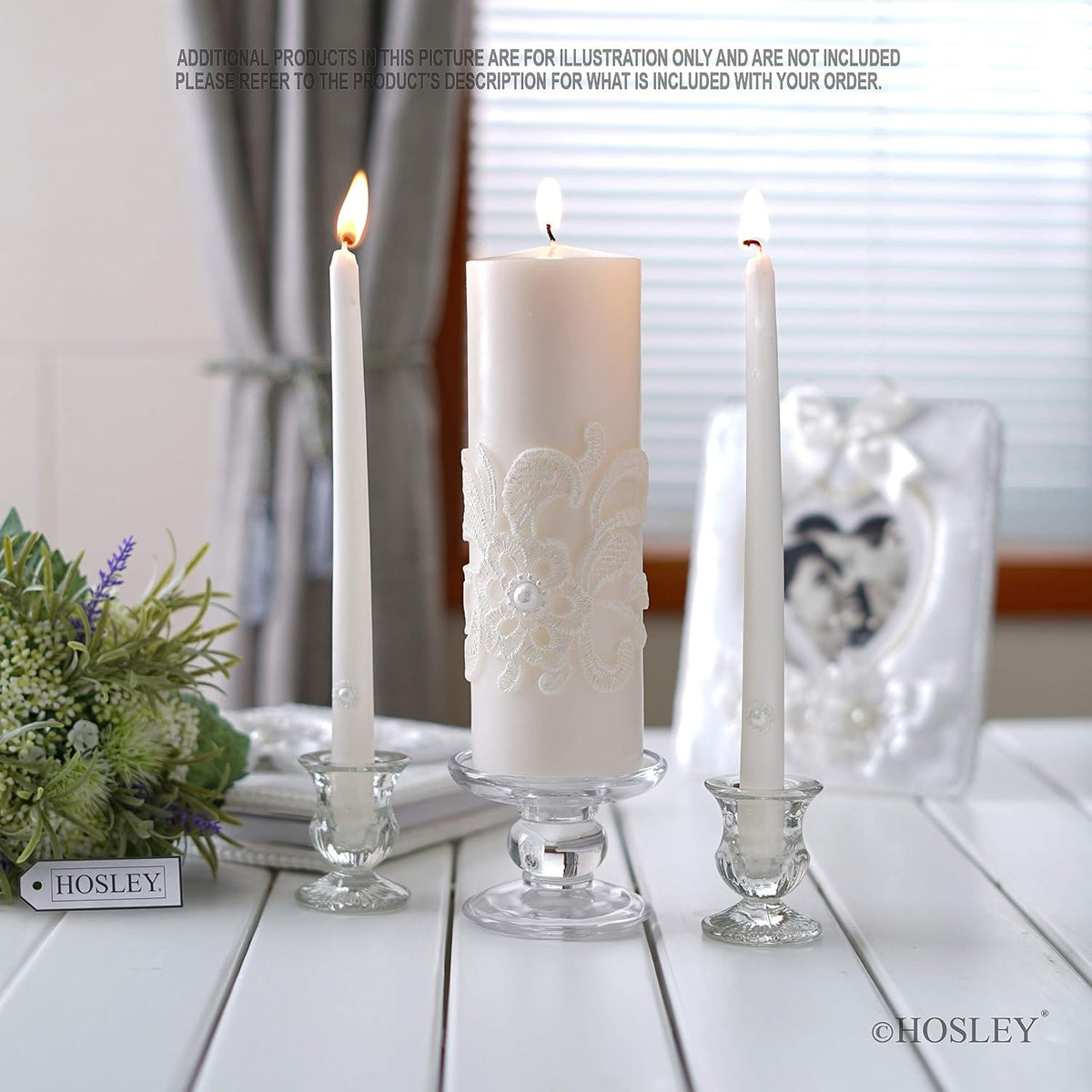 Hosley Cream 2 Taper Pillar Candles Wedding Ceremony Unity Set