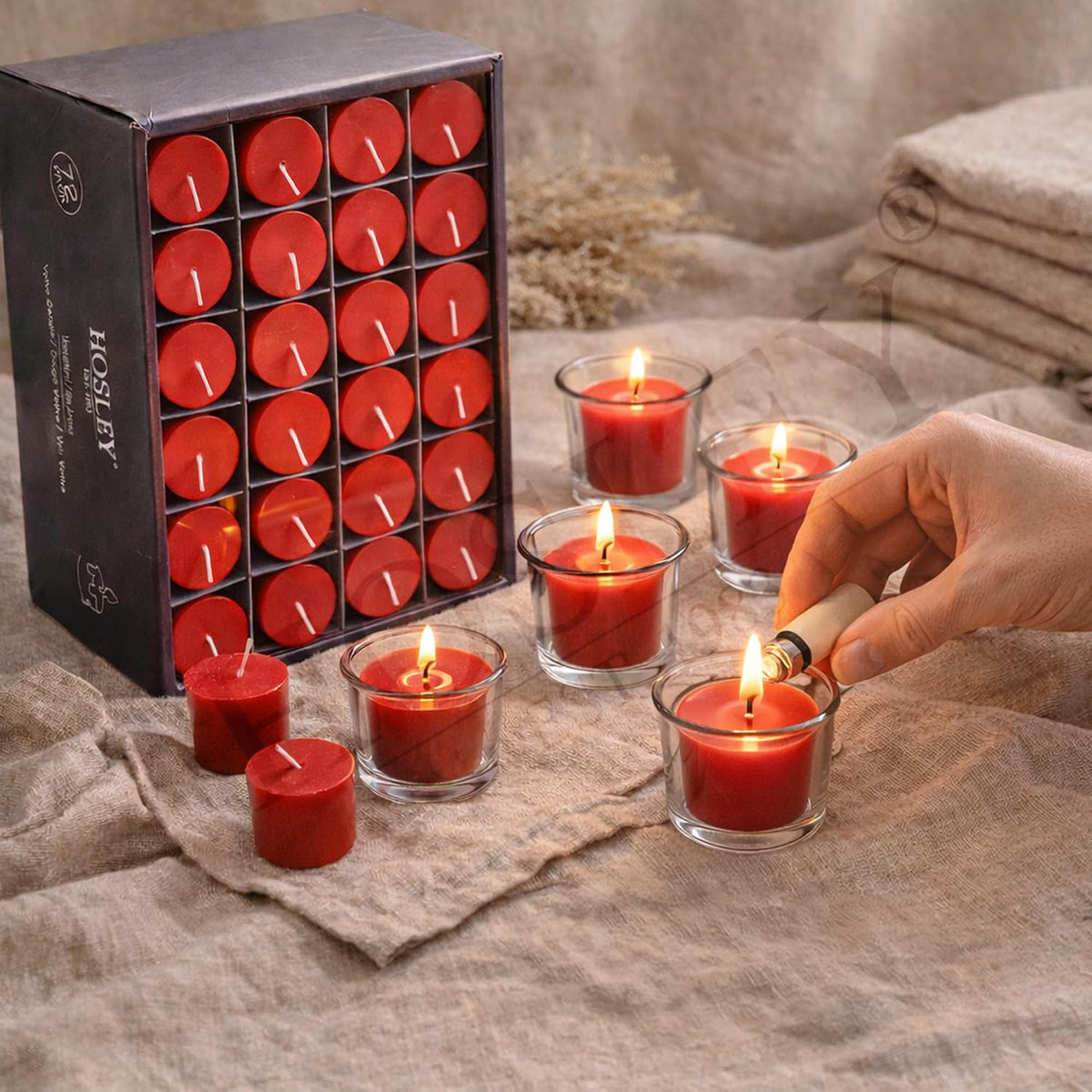 Hosley 72-Pack Unscented Red Votive Candles Bulk