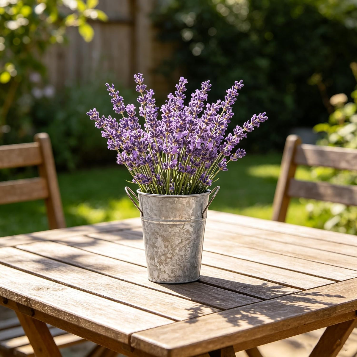 Hosley Set of 2 Galvanized Bucket Vases with PVC Liner, 7-Inch