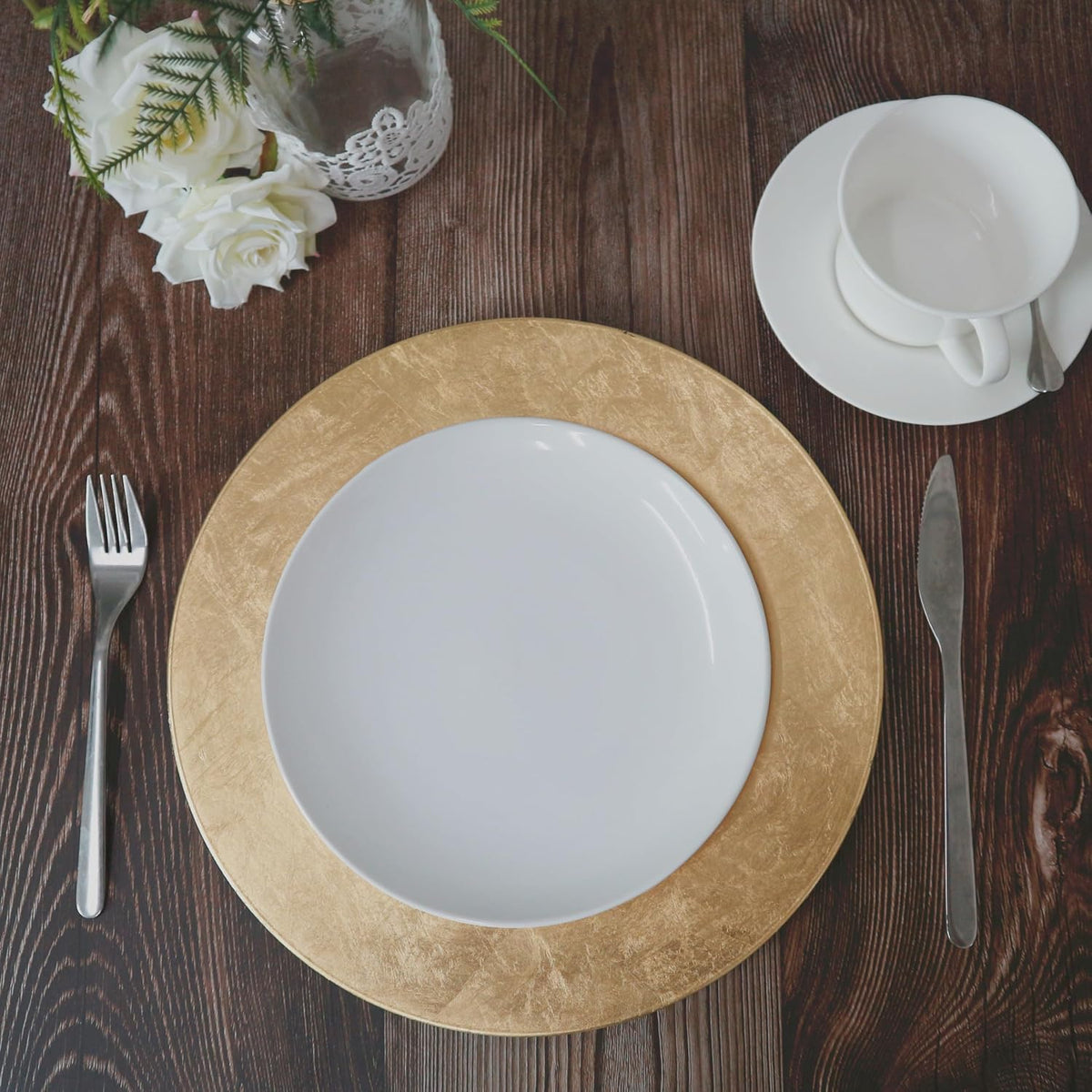 Hosley Gold Plastic Decorative Charger Plates 11.75 Inch Set of 8
