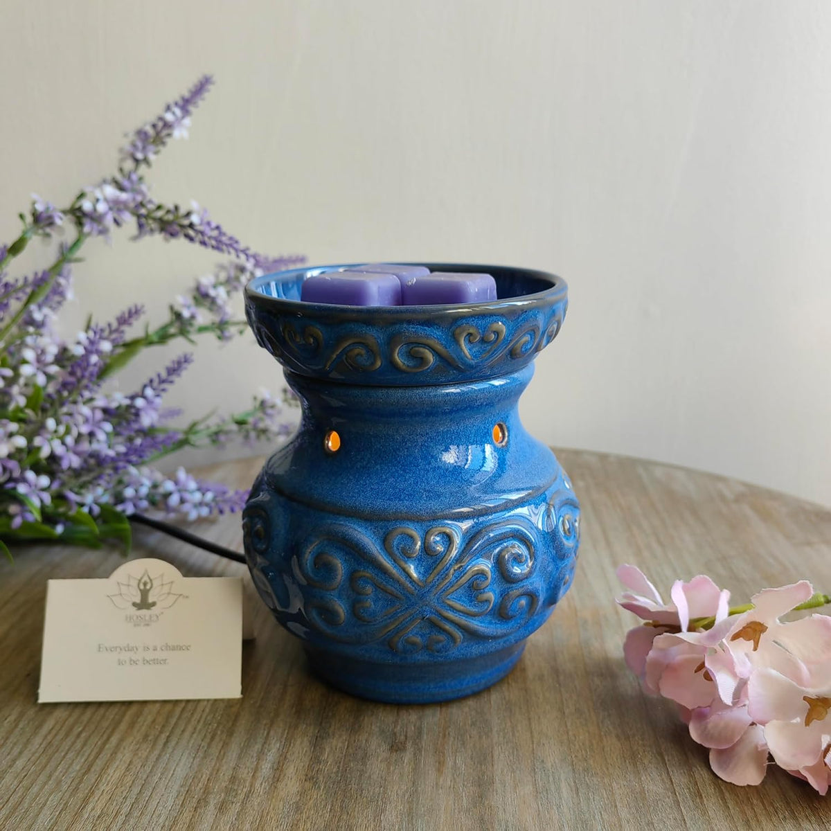 Hosley 5 High Blue Ceramic Electric Warmer.