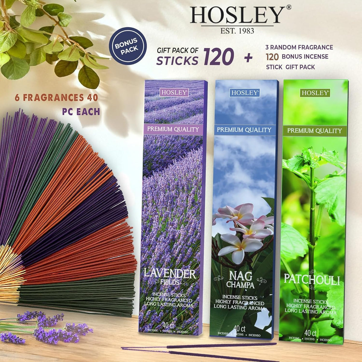 Hosley 240-Pack Assorted Incense Sticks Bulk Value Set