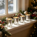Hosley Set of 8 Metallic Mercury Glass Votive Tealight Holders Silver
