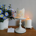 Hosley 5 Inch White Wash Aluminum Pillar Candle Holder Decorative