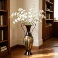 Hosley Set of 2 Two-Tone Metal Floor Vases with Handles, 26-Inch